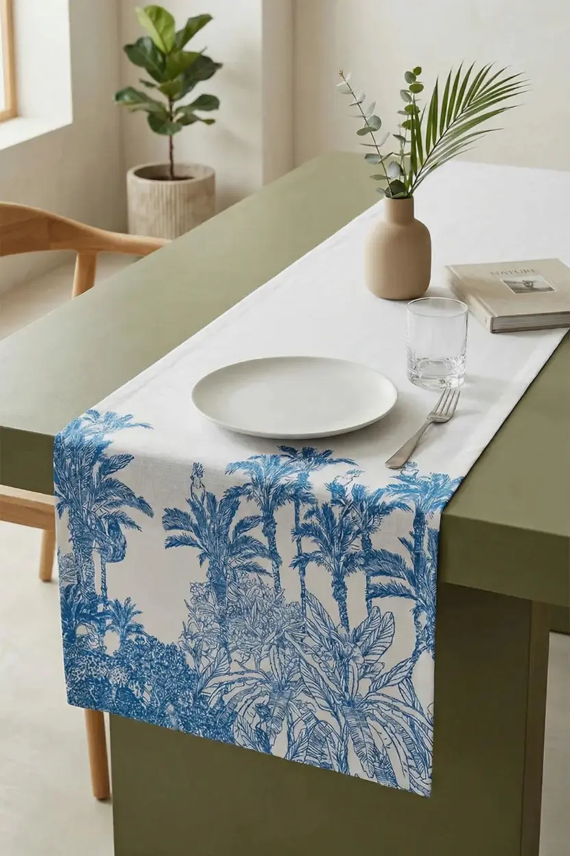 Botanik Motifli Leke Tutmaz Dertsiz Runner (40 x 140 cm)