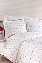 Cherry Kiraz Nakışlı %100 Pamuk Çift Kişilik 6 Parça Nevresim Takımı