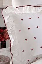 Cherry Kiraz Nakışlı %100 Pamuk Çift Kişilik 6 Parça Nevresim Takımı