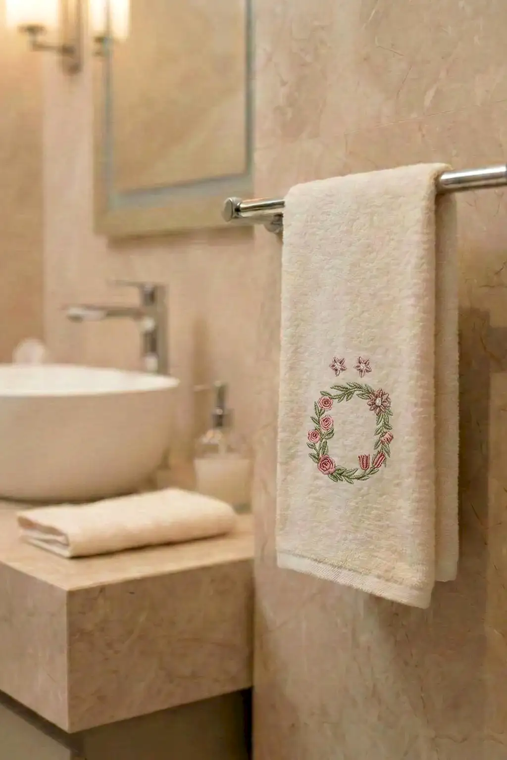Monogram Harf Nakışlı Bambu Yüz Havlusu (50 x 90 cm)